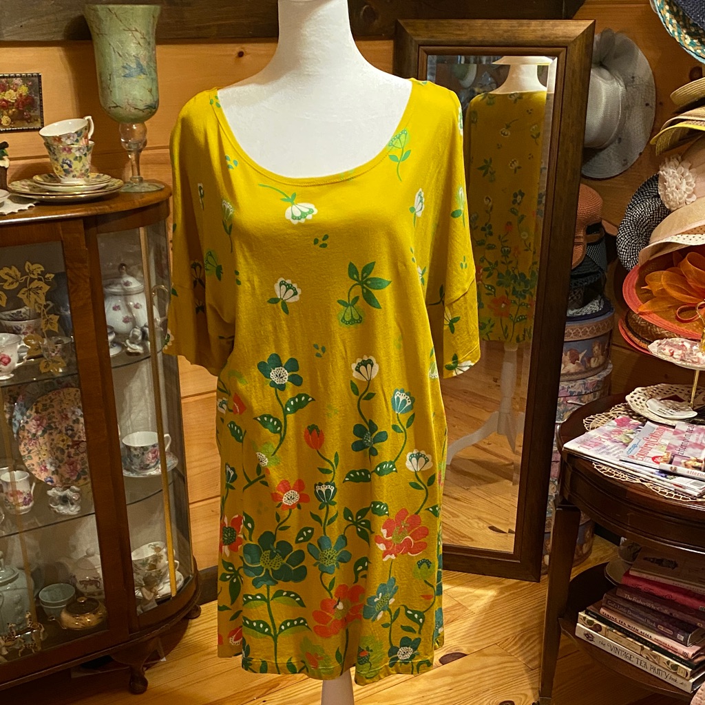 Nwot Gudrun Sjoden Floral Yellow Dress Or Tunic